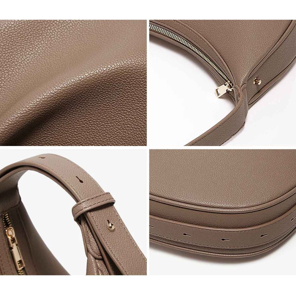 detalhes-da-bolsa-feminina-foxer-modelo-meia-lua-elegance-marrom-fecho-dourado-alça-ajustável