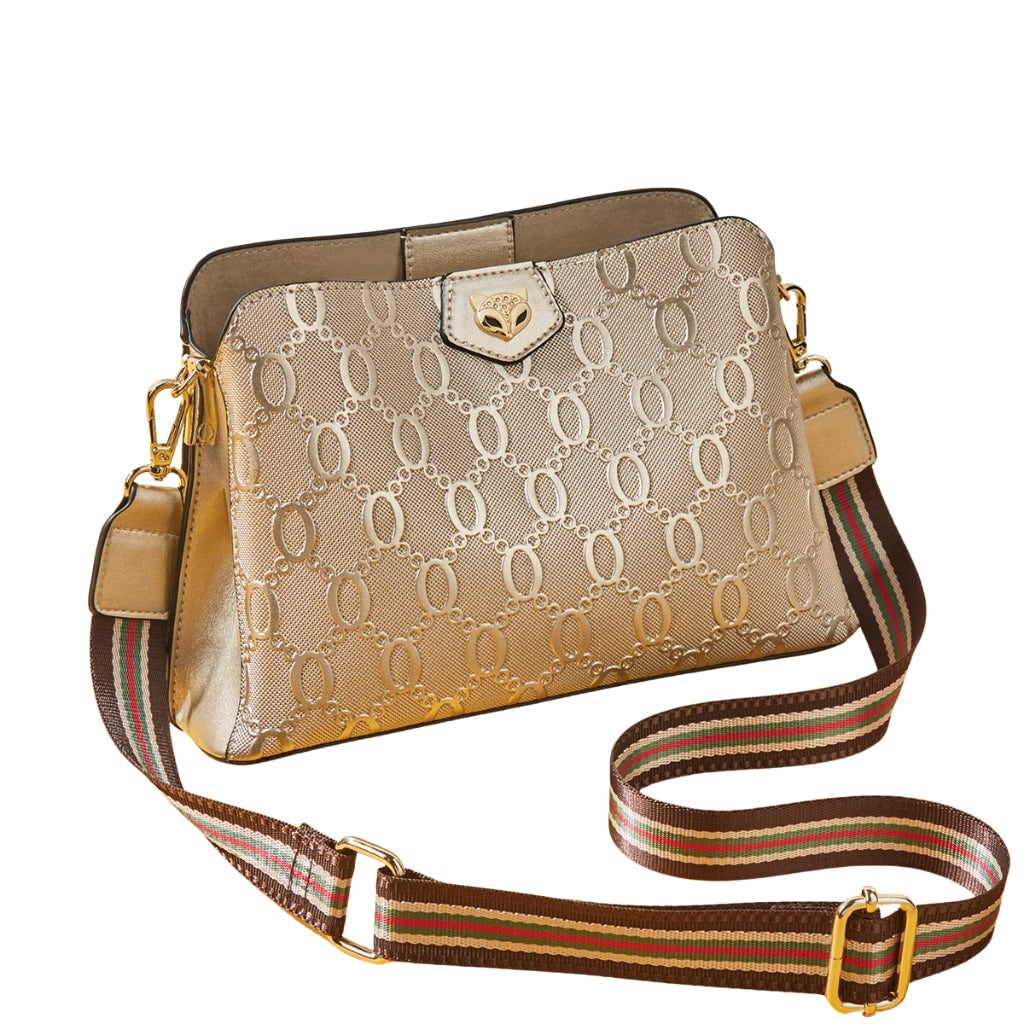 Bolsa-Feminina-Transversal-Foxer-Modelo-Agatha-frente-com-design-exclusivo-em-couro-e-estampa