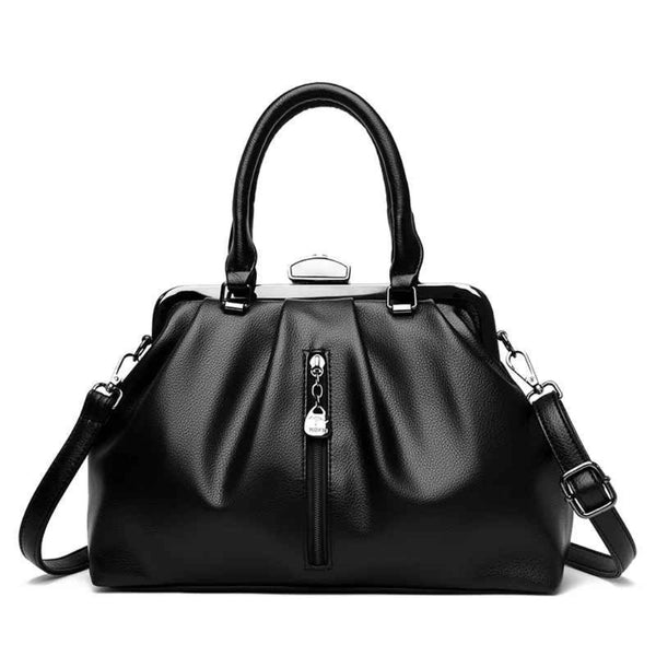 bolsa-feminina-transversal-modelo-luci-preta-frente-com-alça-ajustavel-ziper